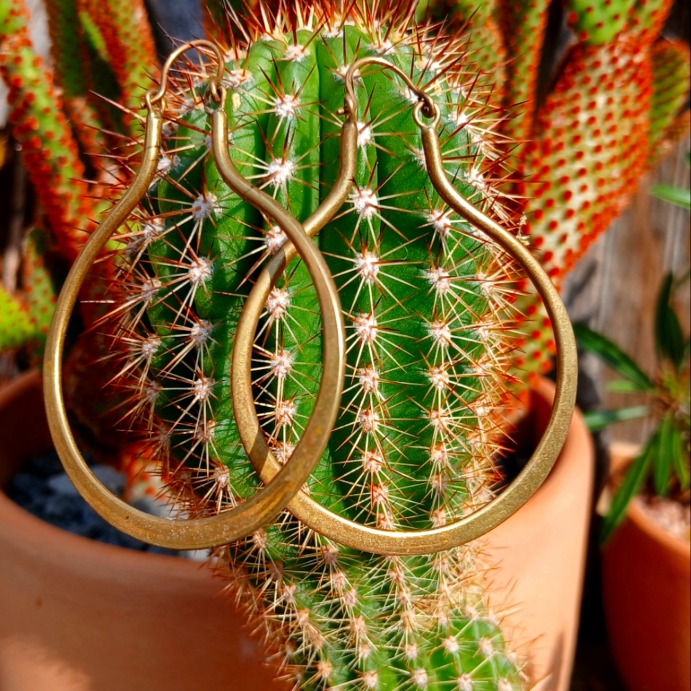 Unique Vintage Brass Hoops
